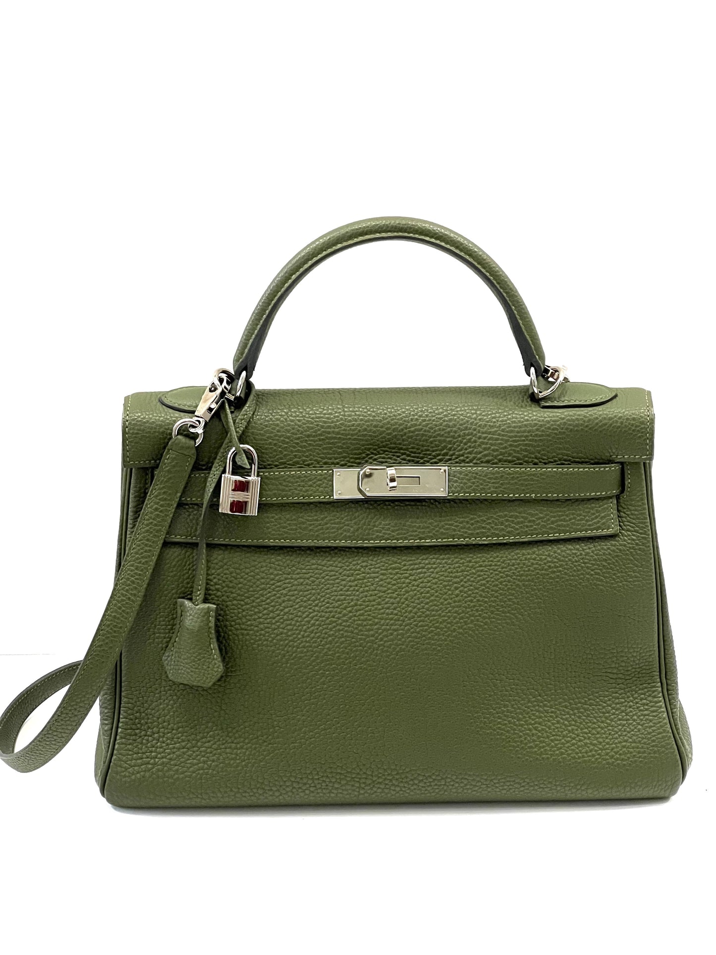 HERMÈS KELLY RETOURNE 32 VERT VERONESE TOGO LEATHER SHOULDER BAG
