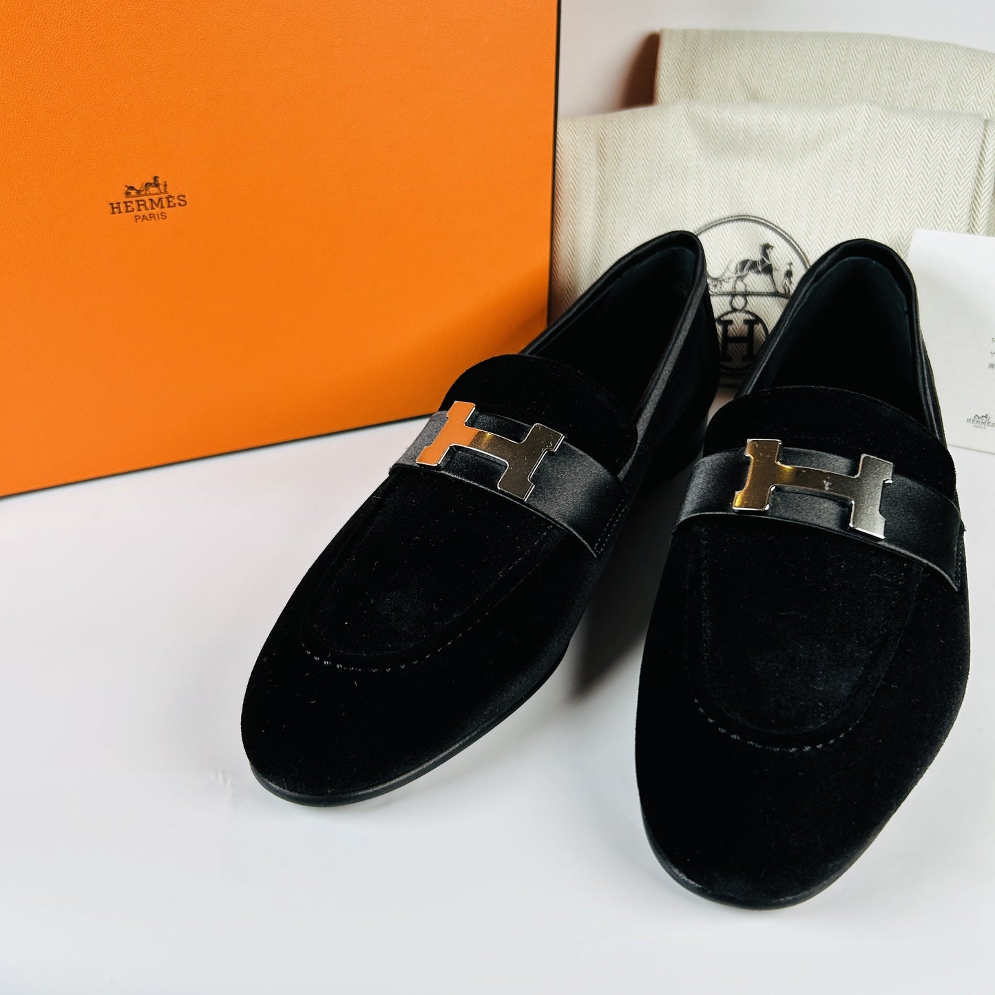 HERMÈS PARIS VELVET LOAFERS