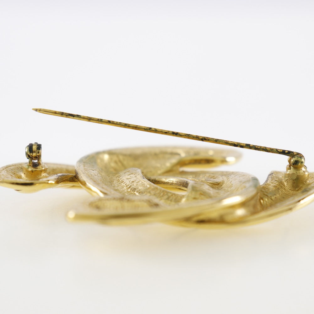 CHANEL Brooch Plated Gold gold Matrasse COCO Mark Women