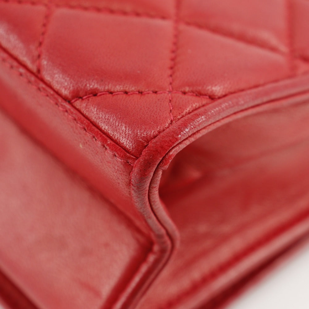 CHANEL Shoulder Bag lambskin Red vintage Matrasse COCO Mark ChainShoulder Women