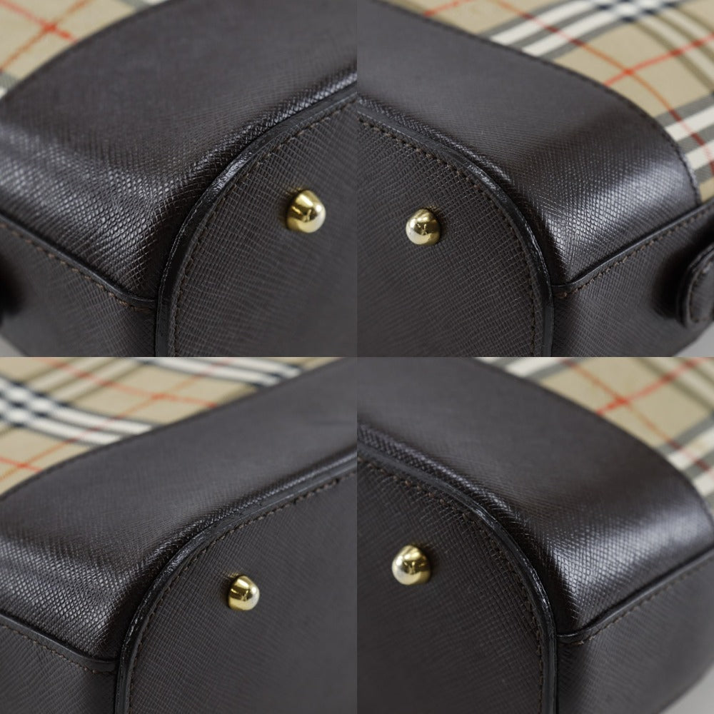 BURBERRY Shoulder Bag Canvas, Leather Brown Nova Check Women