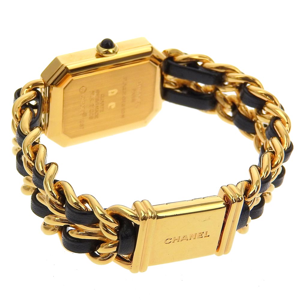 CHANEL Watches Quartz H0001 Plated Gold , Leather gold Premiere S black dial Women