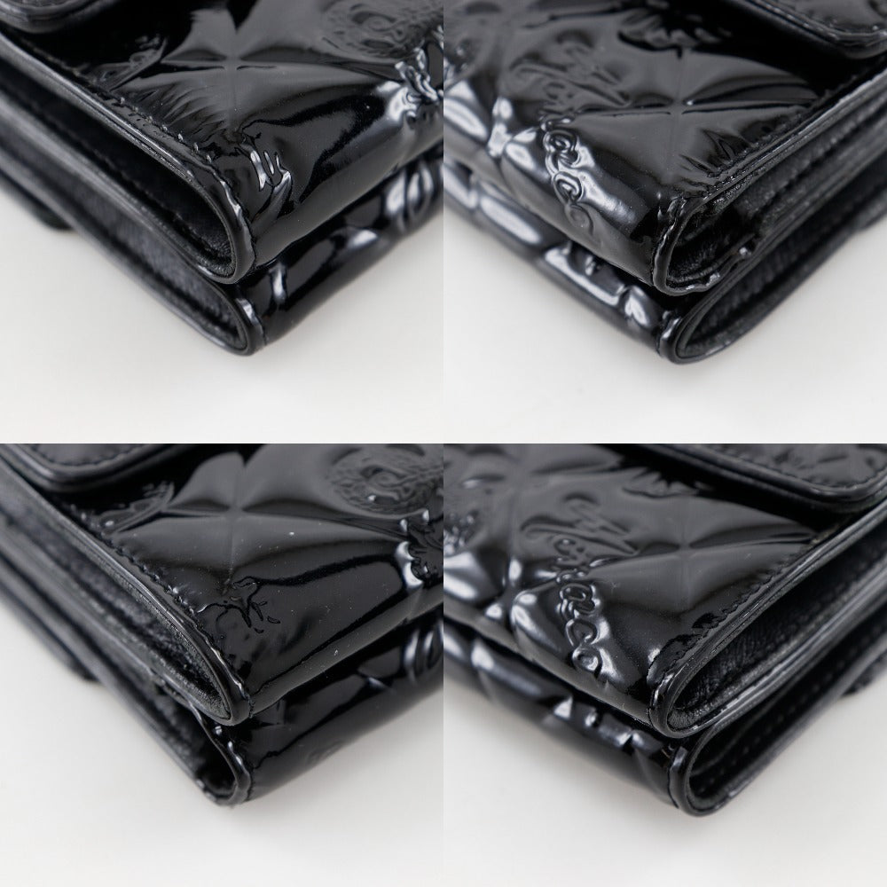 CHANEL Bifold Wallet A37152 Patent leather black W Hook Wallet Icon line Women