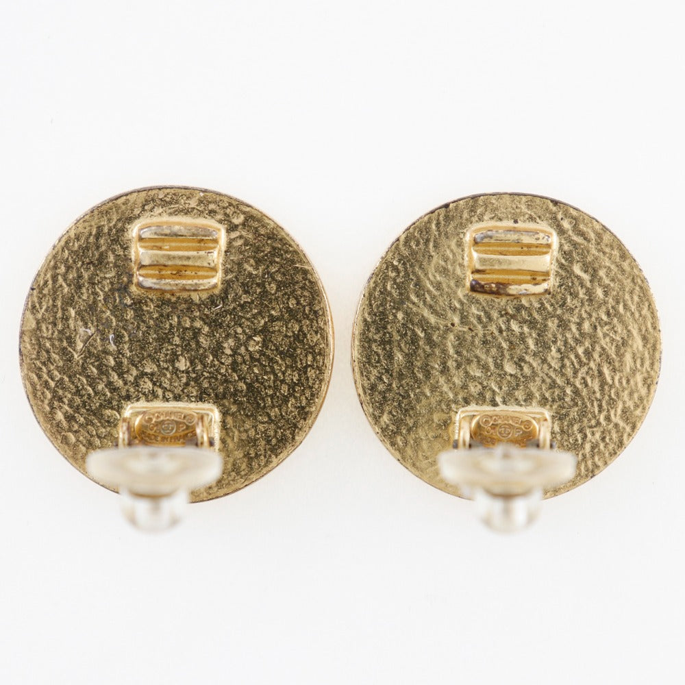 CHANEL Earring Plated Gold Red Women