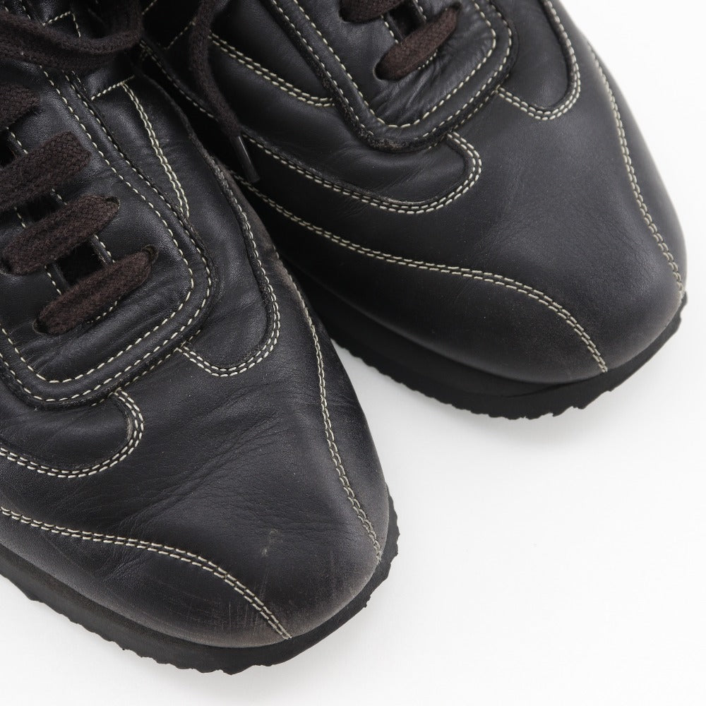 HERMES sneakers leather black quick mens 41