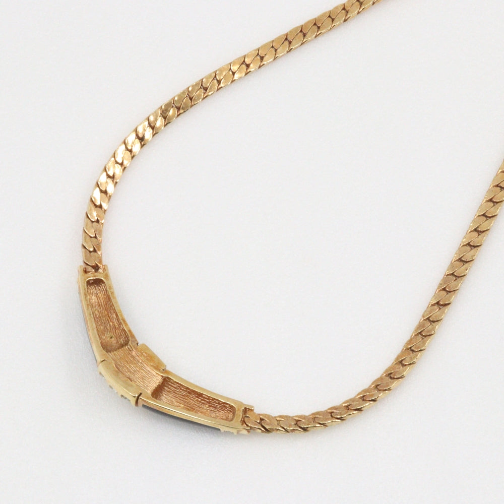 Christian Dior Necklace Plated Gold, Rhinestones gold vintage Earing set Women