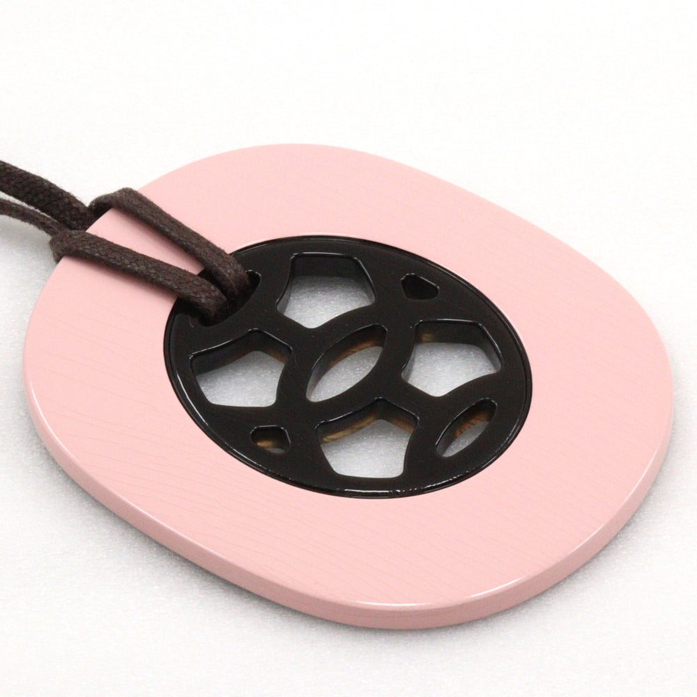 HERMES Necklace Buffalo horn Pink/Brown Lift GM