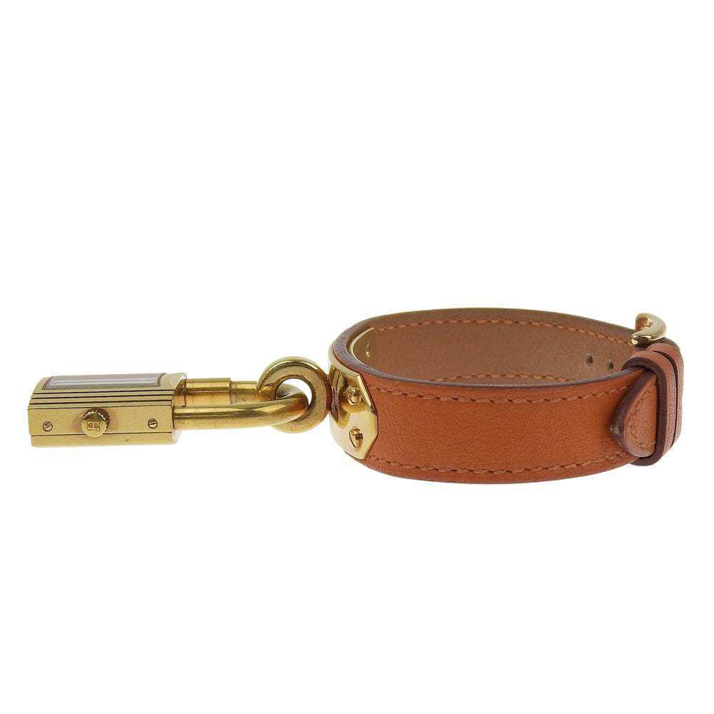 HERMES Watches Quartz Plated Gold , Leather Orange Kelly watch Orange dial