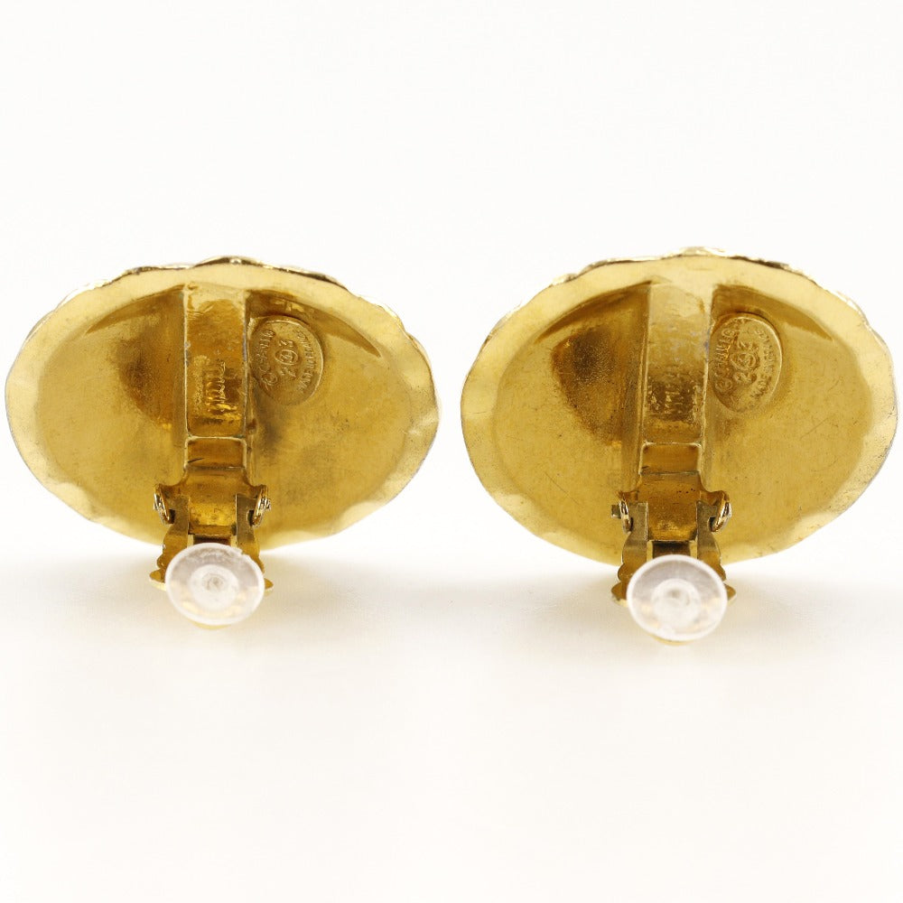 CHANEL Earring Plated Gold gold vintage Matrasse COCO Mark Women