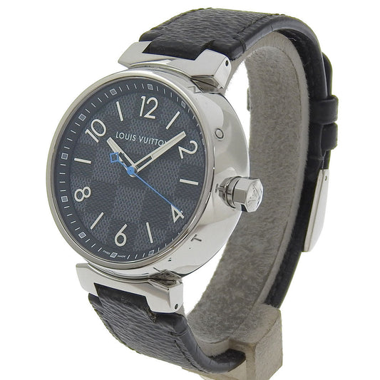 LOUIS VUITTON Watches Quartz QA073 Stainless Steel, Monogram Eclipse Canvas black Tambour GM black dial mens
