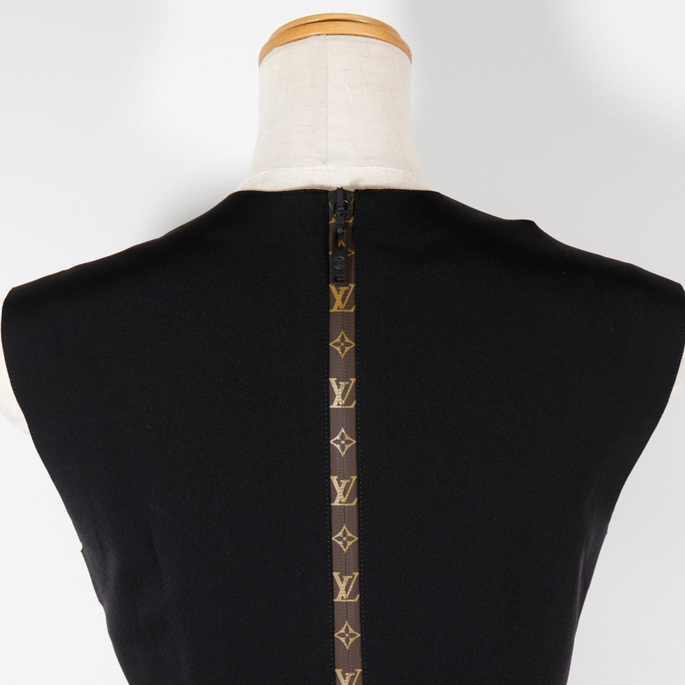 LOUIS VUITTON Tank top 1A7VTN Nylon, Polyurethane black Monogram peplum