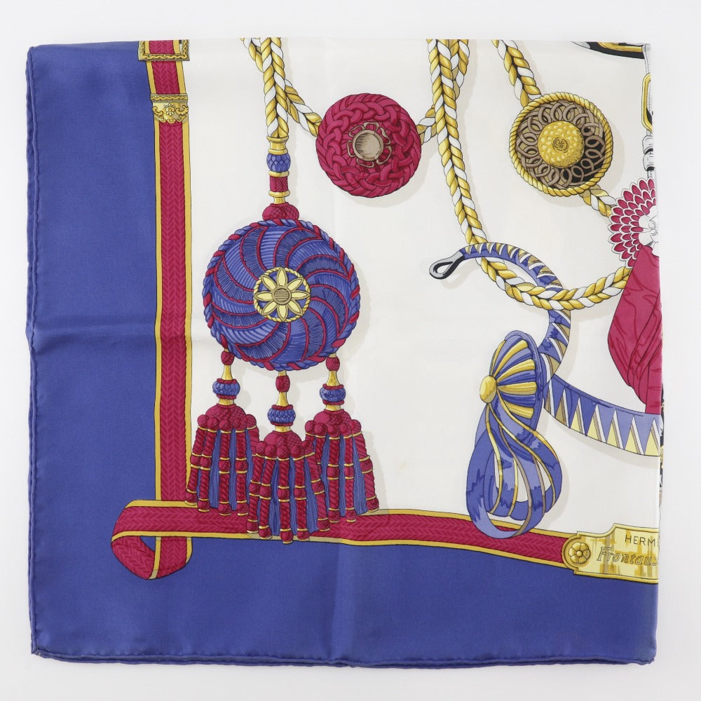 HERMES scarf silk Blue Frontaux et Cocardes Carre90