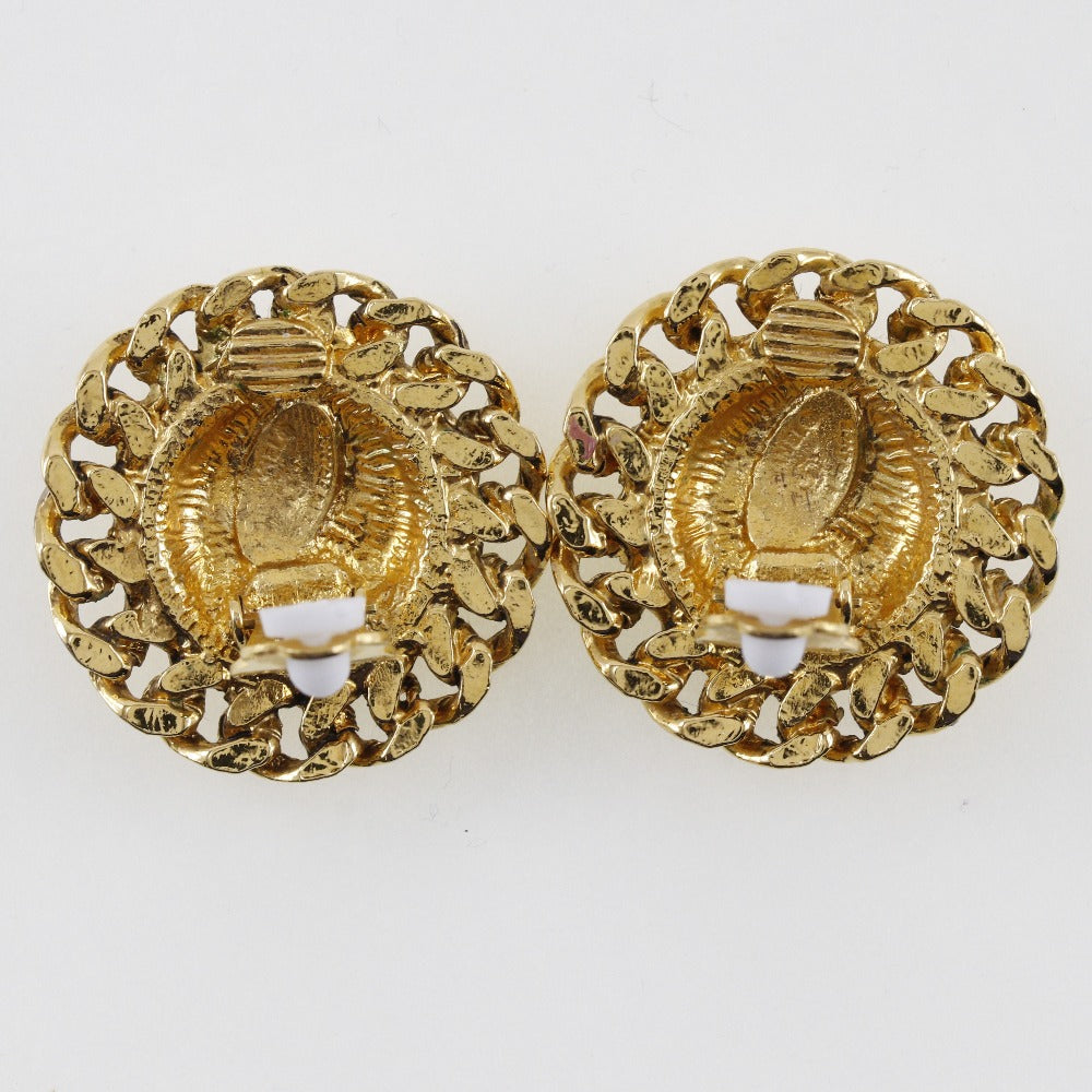 CHANEL Earring Plated Gold gold vintage Matrasse COCO Mark Women