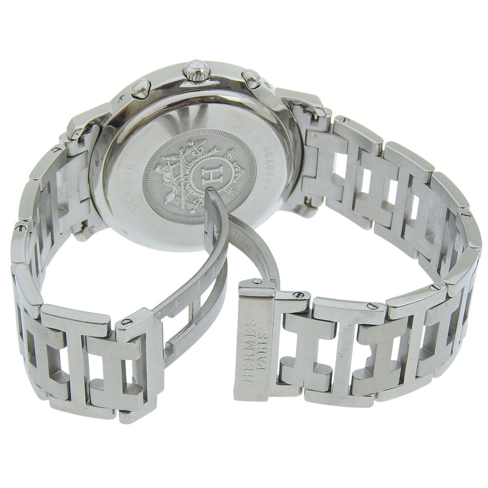 HERMES Watches Quartz CL1.910 Stainless Steel Silver Clipper chrono White dial mens