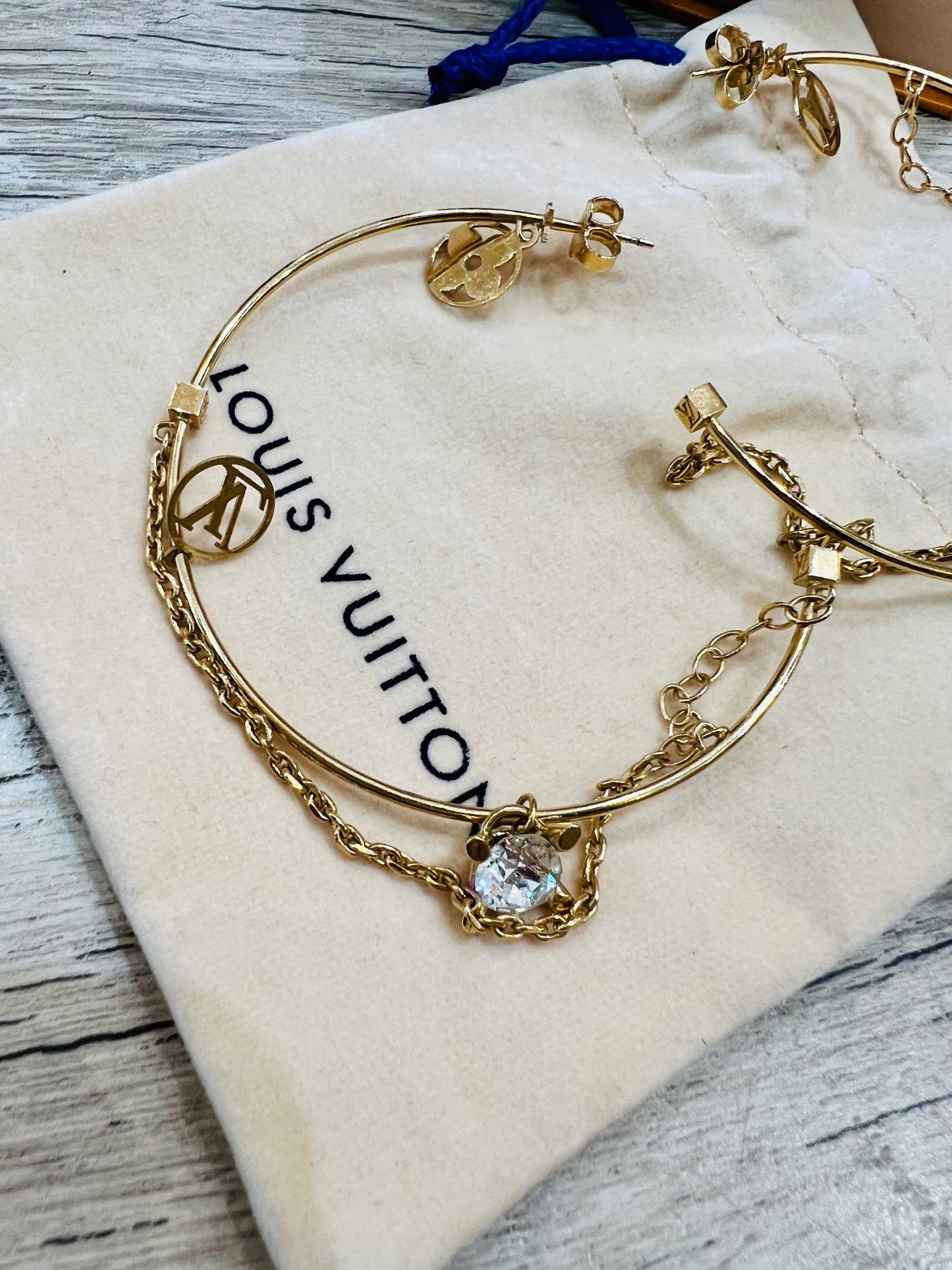Louis Vuitton Monogram Hoops Earrings Charms & Chains