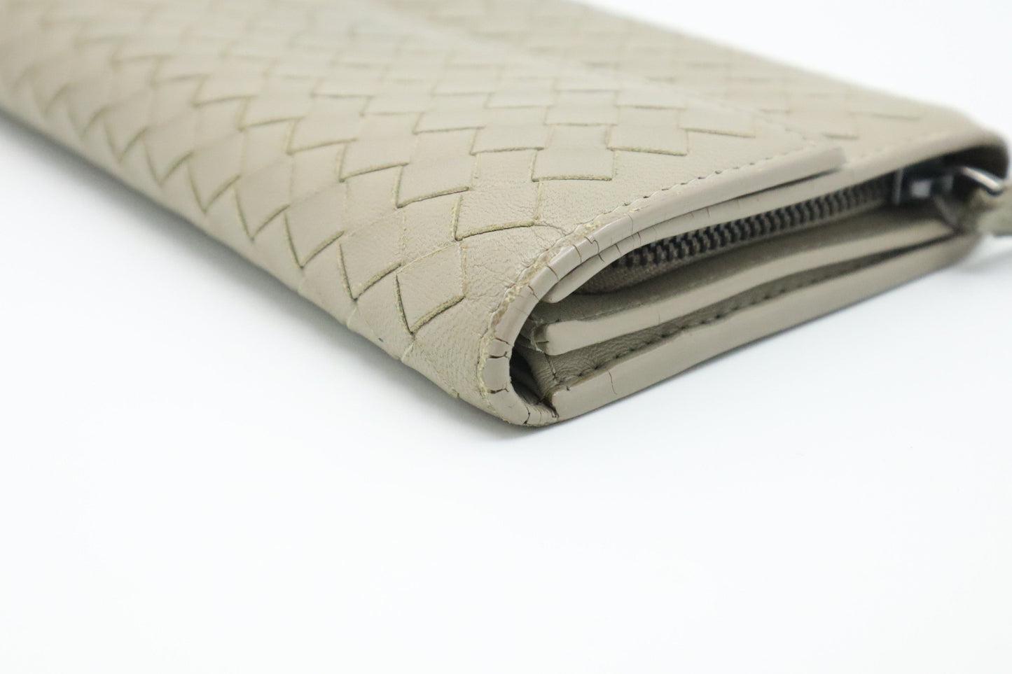 Bottega Long Wallet in Grey Intrecciato Leather