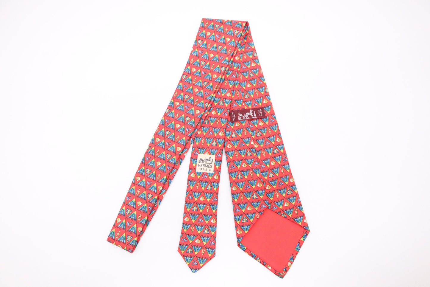 Hermès Egypt Tie in Red Silk