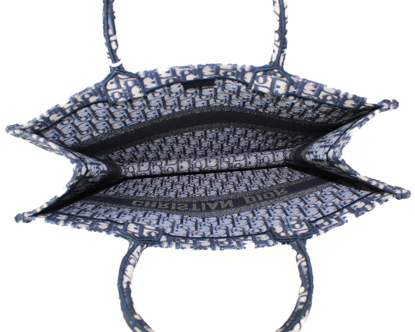 Dior Large Book Tote in Blue Dior Oblique Embroidery