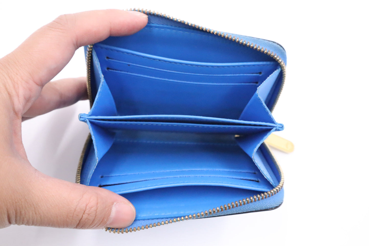 Louis Vuitton Valentine Compact Zippy Wallet in Blue Vernis Leather
