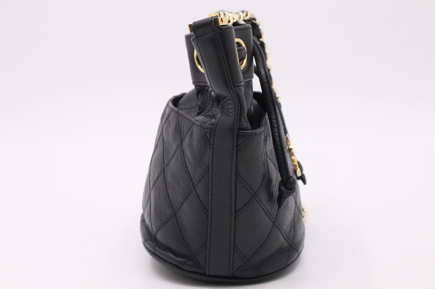 Chanel Mini Bucket Bag in Black Leather