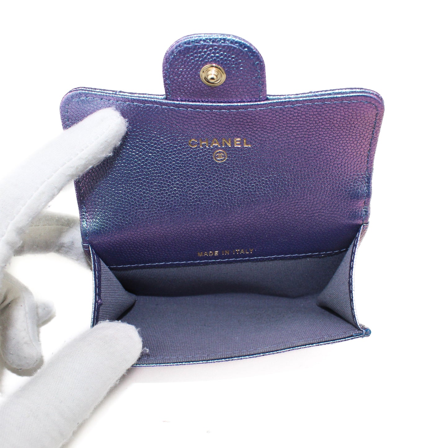 Chanel Classic Iridescent Purple Card Holder