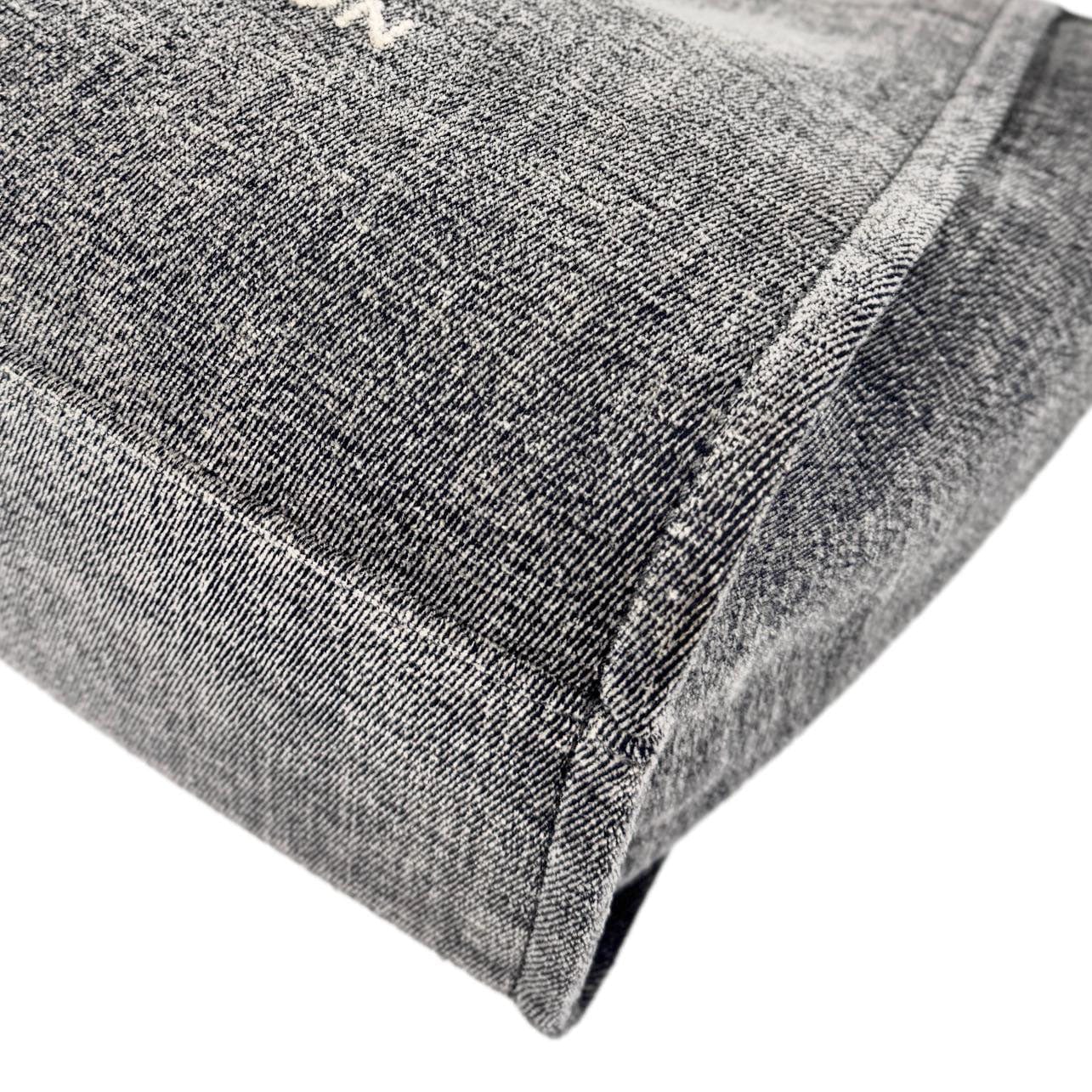 CHANEL Deauville Canvas Shopping Tote Bag Gray
