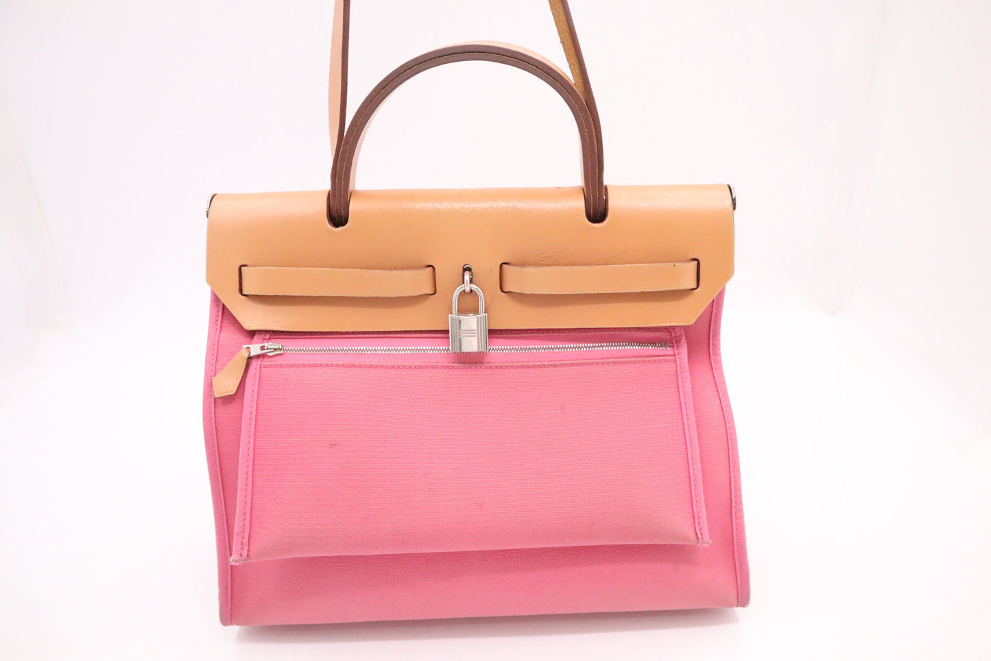 Hermes Herbag Zip 31 in Pink Canvas