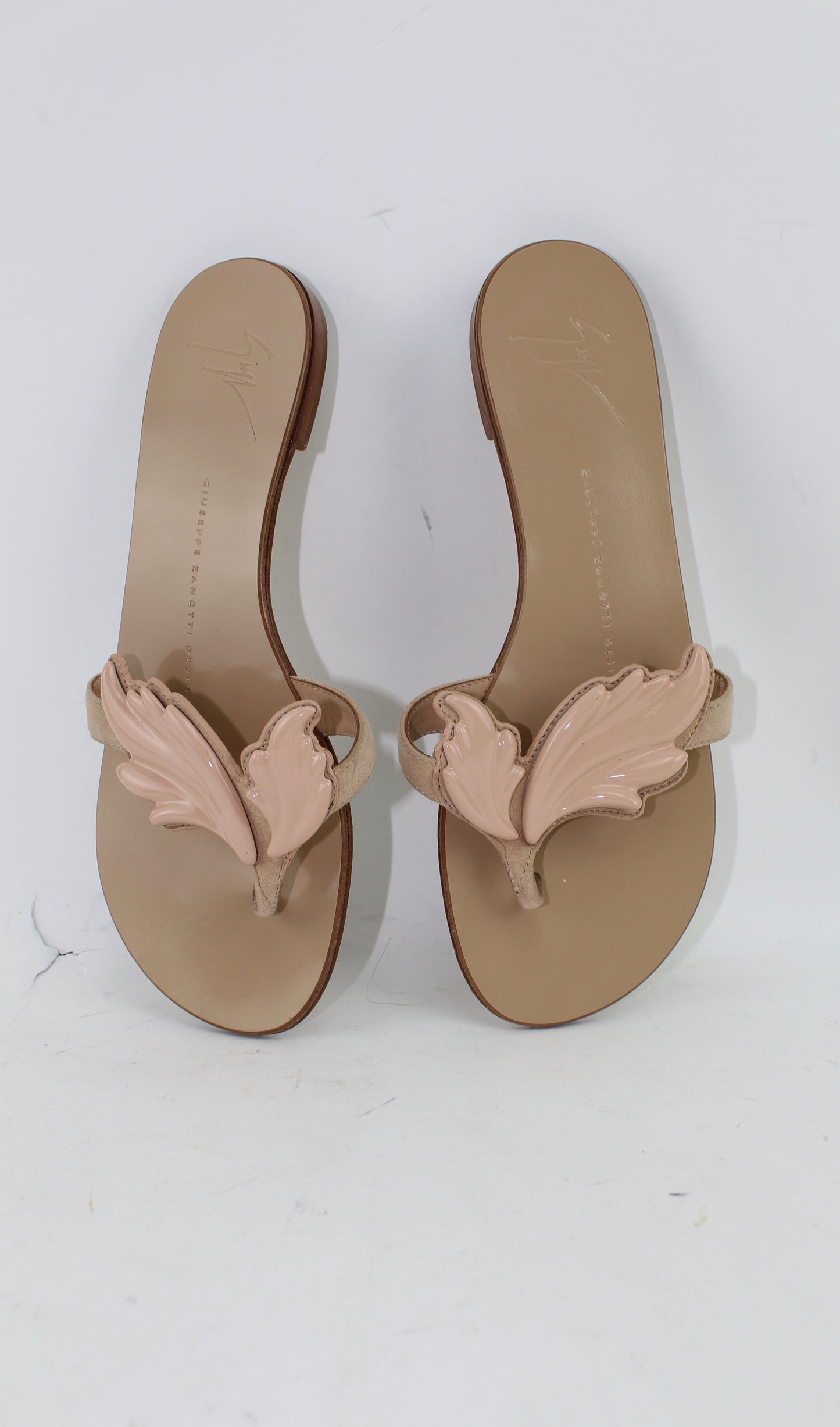 GIUSEPPE ZANOTTI WINGED THONG FLAT SANDAL SIZE 38.5