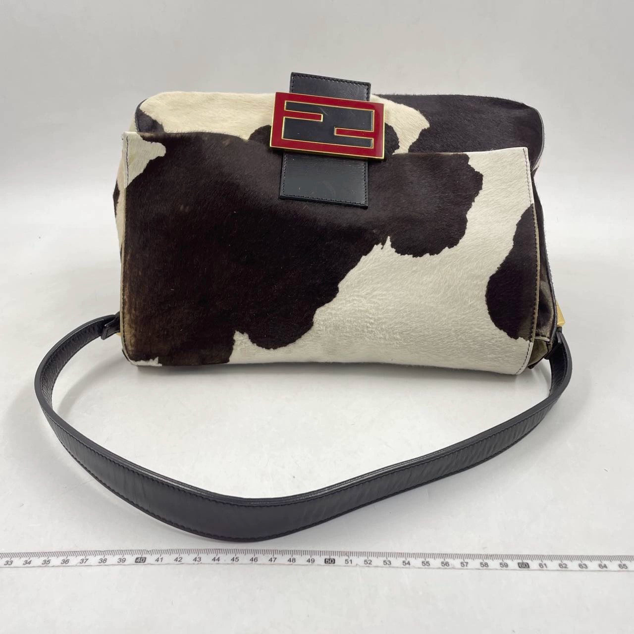 Fendi Mamma Baguette Pony hair in cow print White and Black