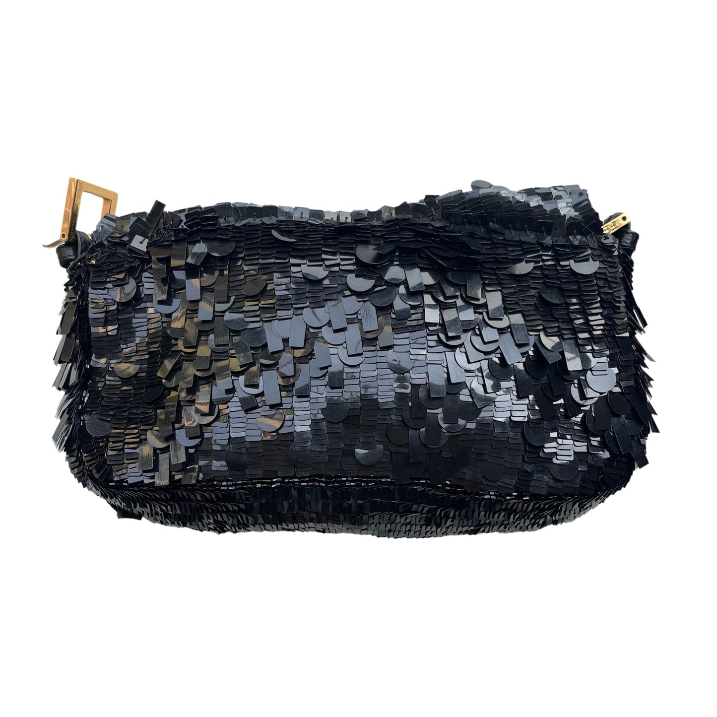 Fendi Baguette Multi-shape Black Sequins with Red Buckle