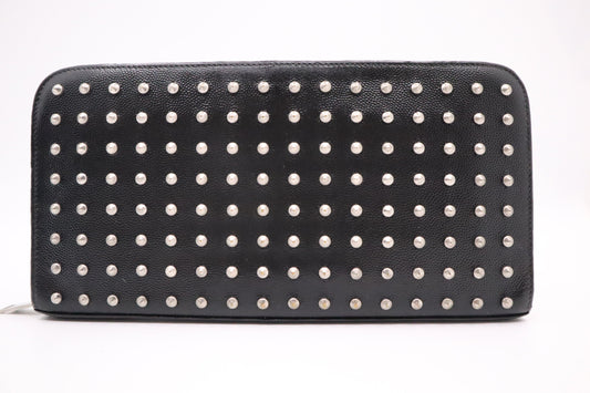 YSL Saint Laurent Organizer in Black Studded Leather