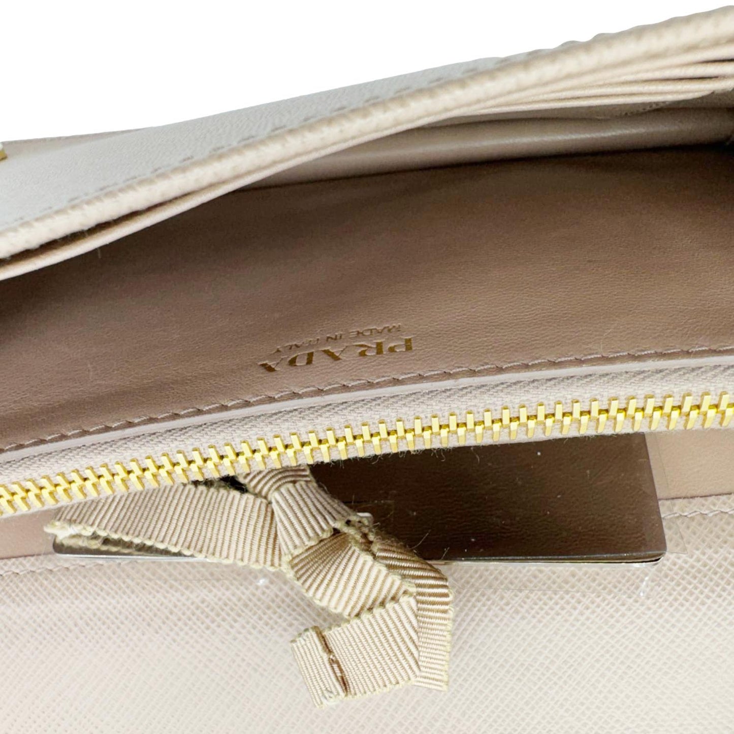 PRADA Soft Calfskin Saffiano Leather Chain Shoulder Bag Cipria
