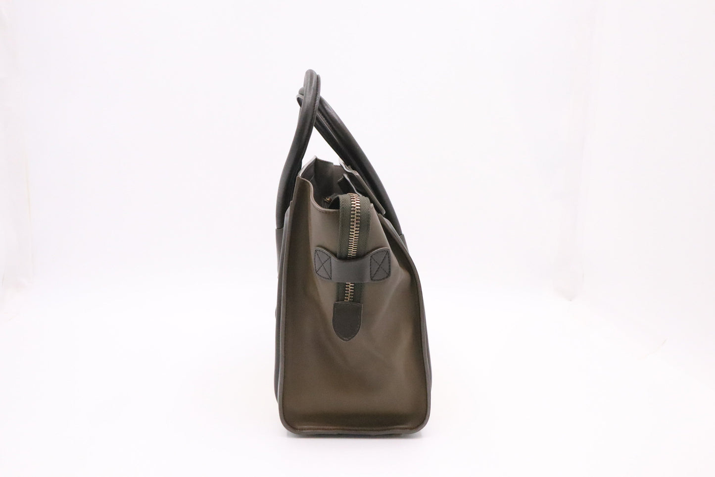 Celine Micro Luggage in Brown and Lime Yellow Leather