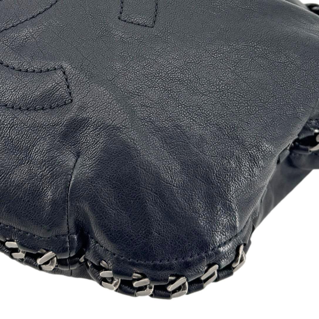 CHANEL Modern Chain Calfskin Leather Hobo Bag Black