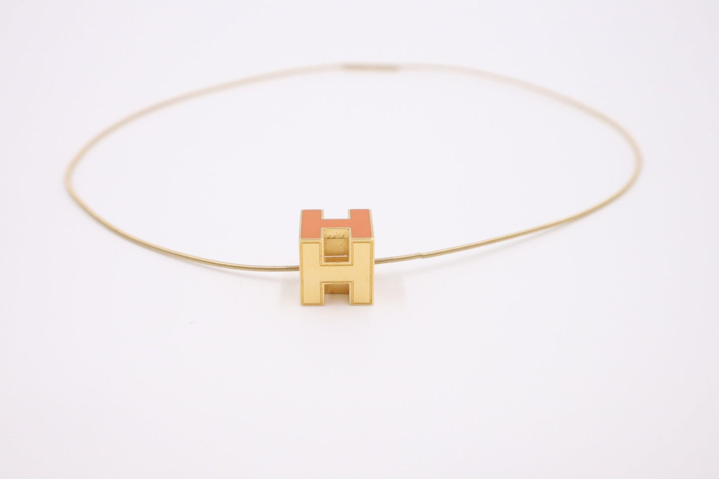 Hermes H Cube Necklace in Orange