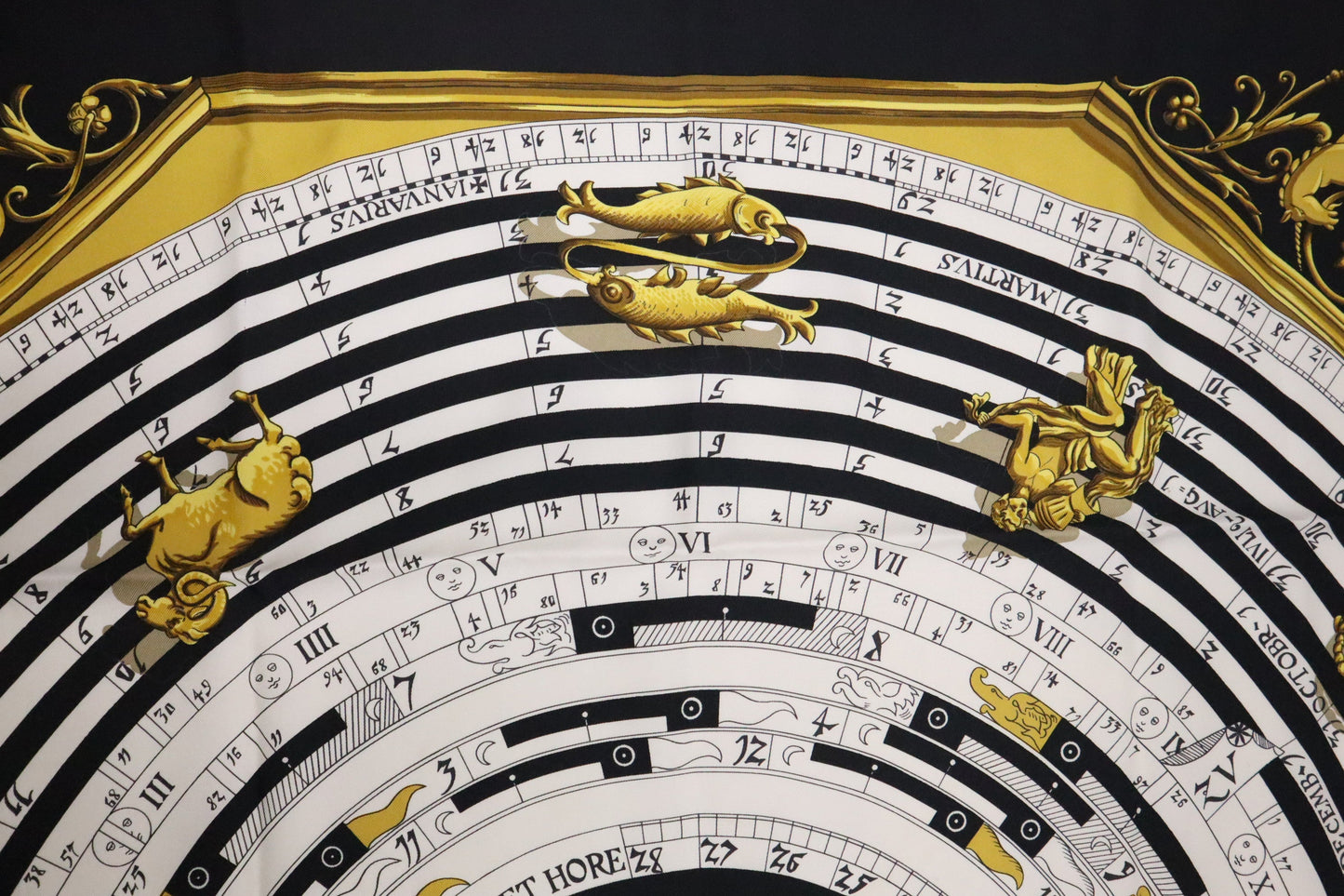 Hermes 'Astrologie' Carre 90 in Black Silk