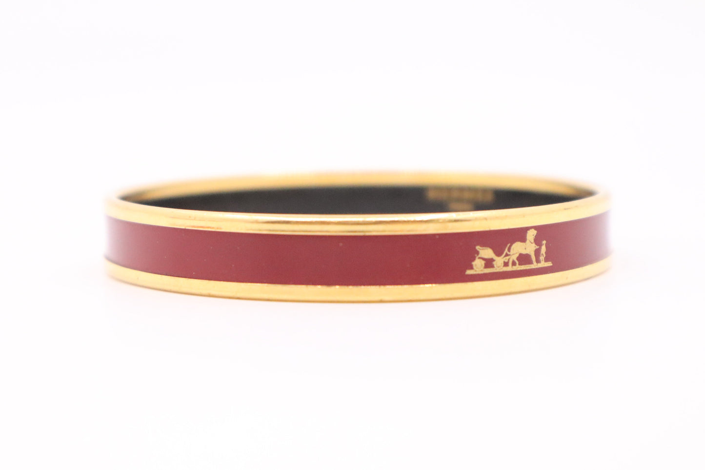 Hermes Caleche Bangle in Gold, Red, and Black