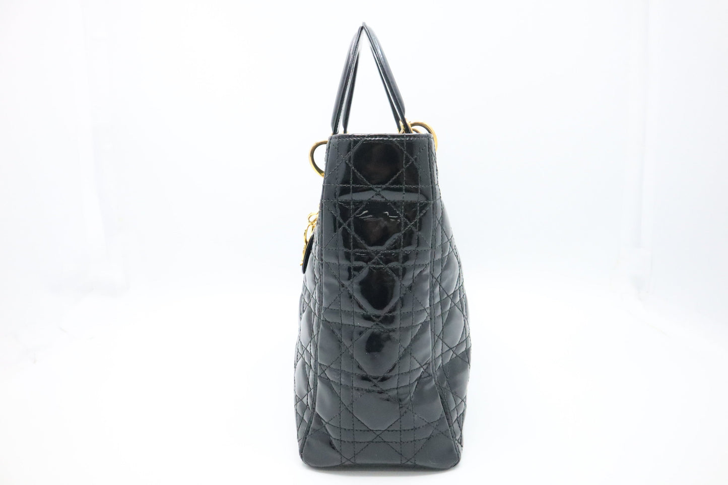 Dior Medium Lady Dior in Black Cannage Patent Leather