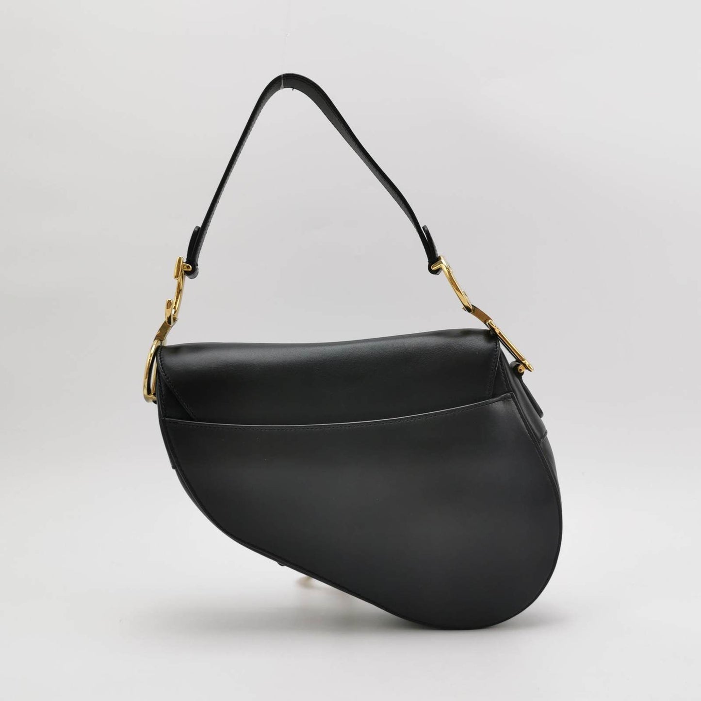 Dior Saddle Medium Black Smooth Leather with Strap