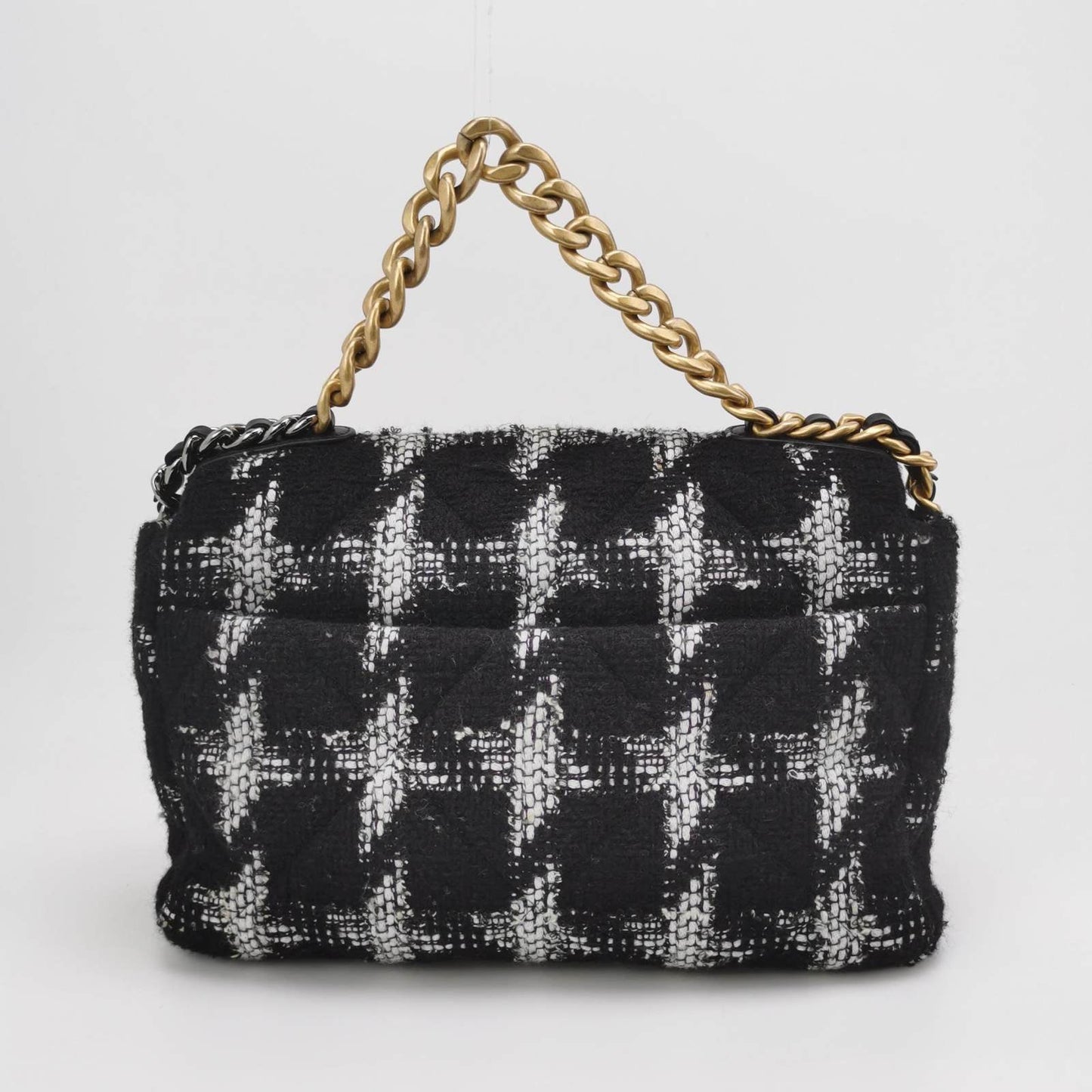 Chanel 19 Bag 2021 Medium Black White Checkered Tweed Bag