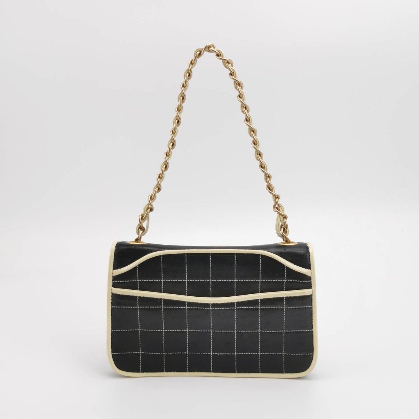 Chanel Chocolate Bar 2002 Medium Black Leather Shoulder Bag