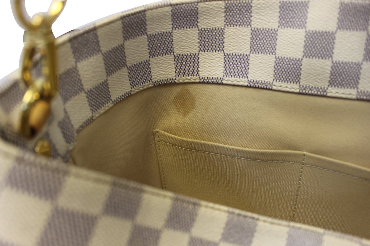 LOUIS VUITTON Damier Azur Canvas Soffi White Shoulder Handbag