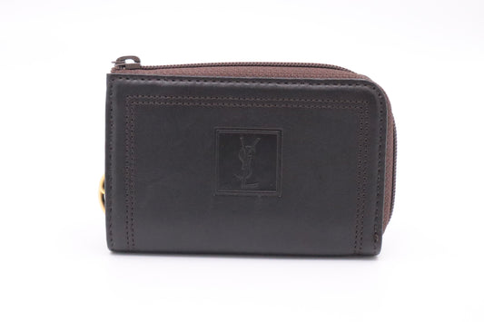 YSL Saint Laurent Coin Case in Brown Leather