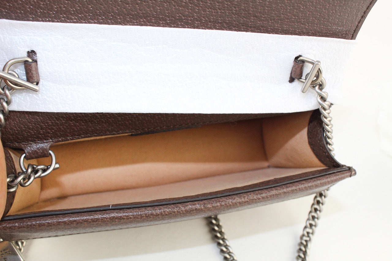 Gucci Dionysus Jumbo GG Super Mini Bag in Camel and Ebony Canvas