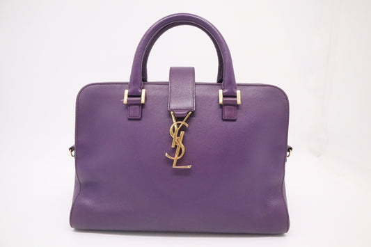 YSL Saint Laurent Baby Cabas in Purple Leather