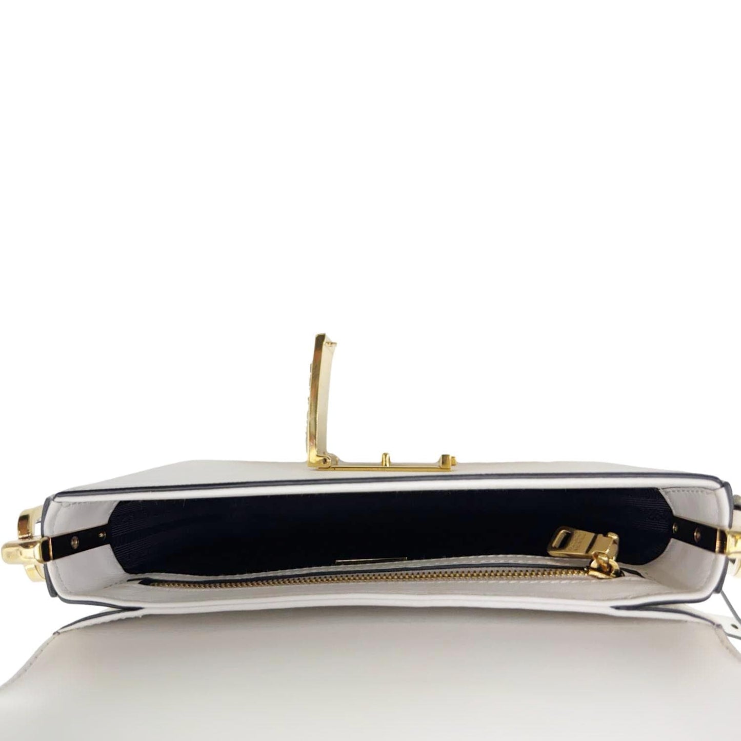 PRADA Embleme Flap Saffiano Lux Leather Shoulder Bag White