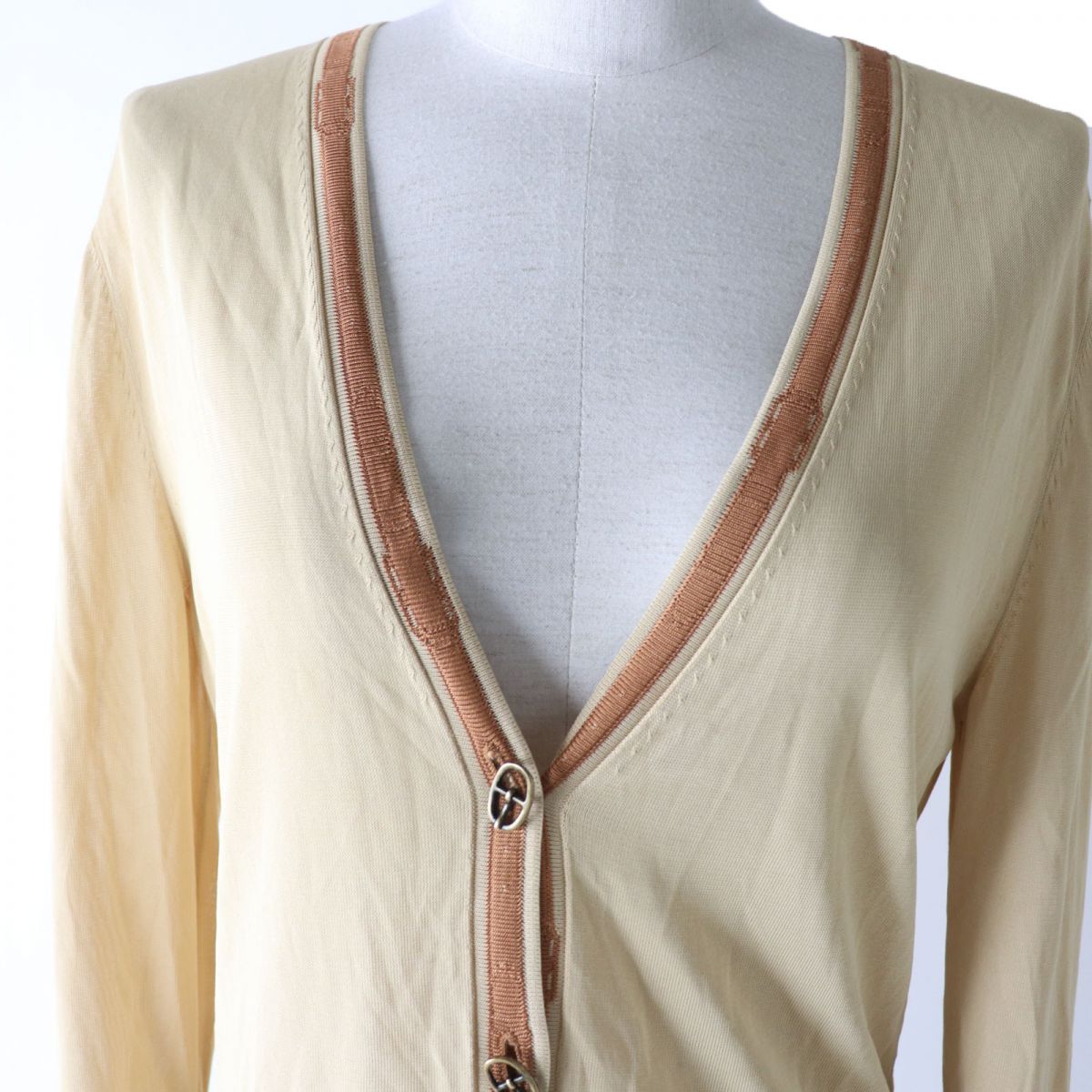 HERMES cardigan Main: 100% rayon Beige x brown Women 40