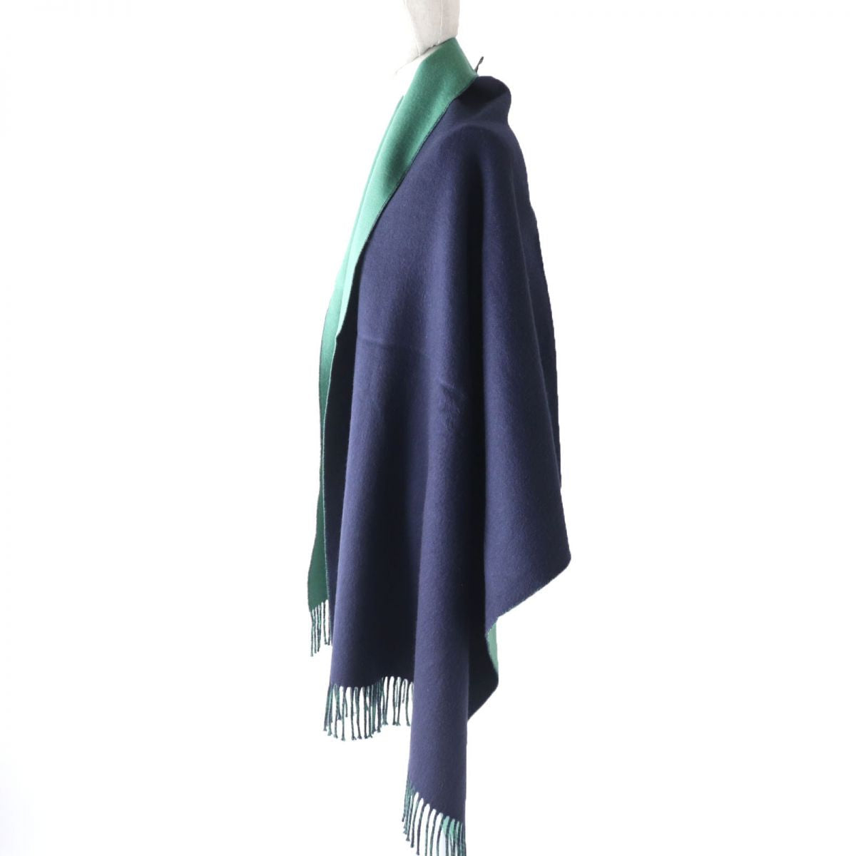 HERMES Stall Main: 100% cashmere Navy x green Women