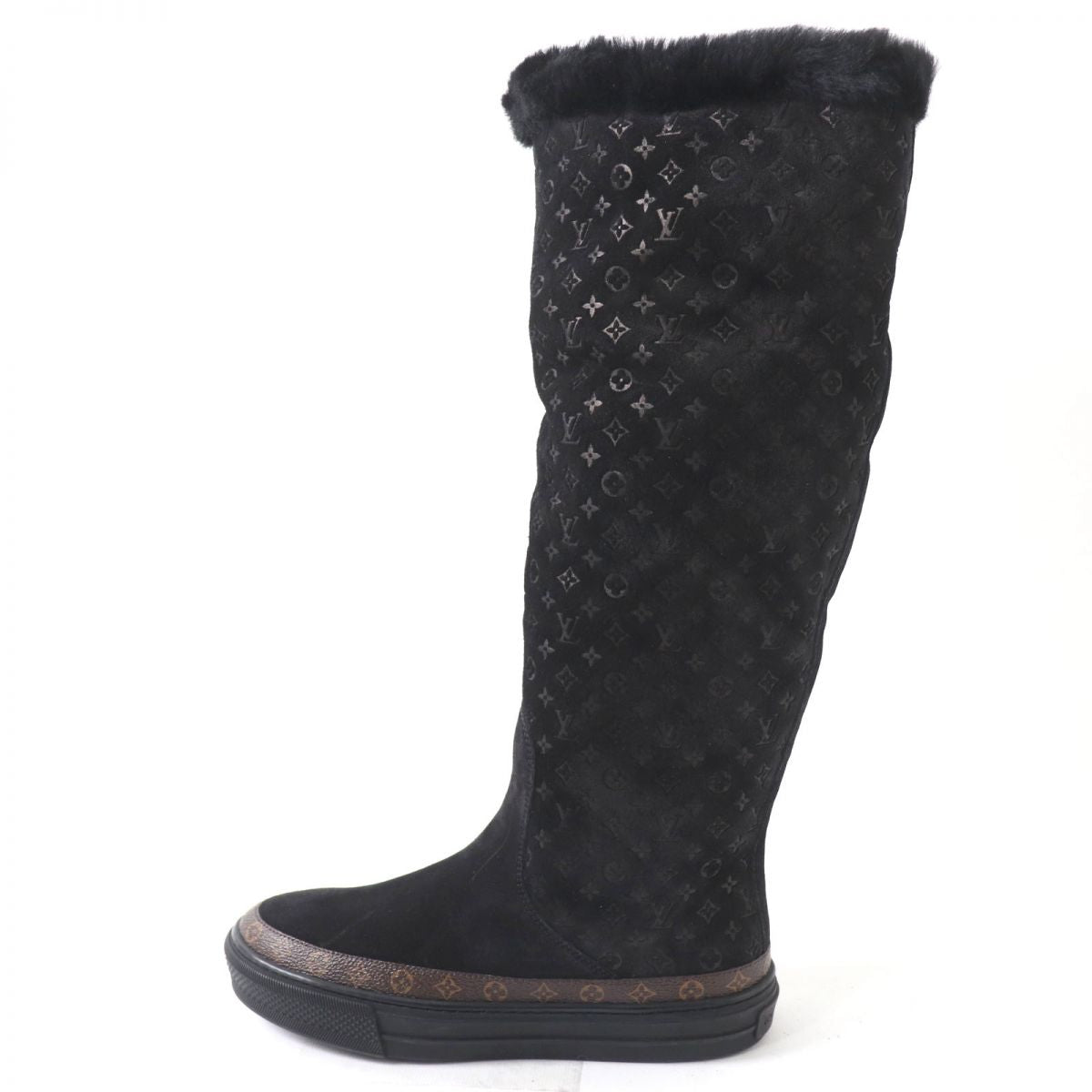 LOUIS VUITTON boots Mouton x Monogram Canvas black Women 35