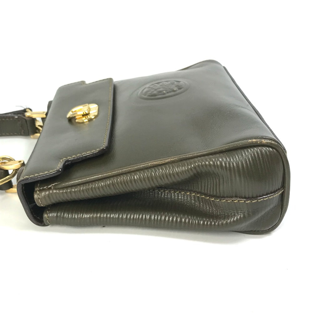 FENDI Shoulder Bag leather khaki handbag bag vintage Women